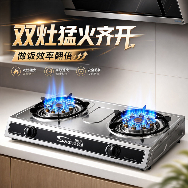 煤气灶台式双灶家用大火力不锈钢