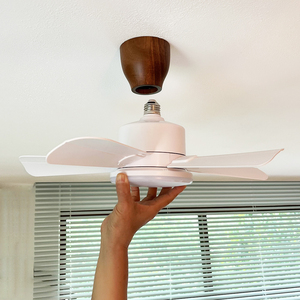 风扇灯灯泡E27螺口DC变频风扇6档带正反转17寸遥控调光调色吊扇灯