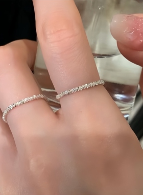 S925纯银碎碎冰满天星戒指女超闪叠戴波光粼粼小众高级感指环尾戒
