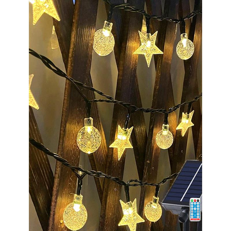 LED太阳能彩灯气泡球户外防水星星庭院景观露营阳台花园装饰灯串