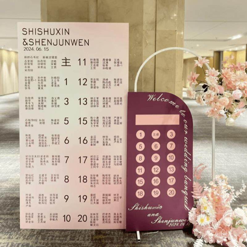 结婚订婚婚礼宴会席位图kt板宾客名单迎宾牌生日宴座位表指引定制