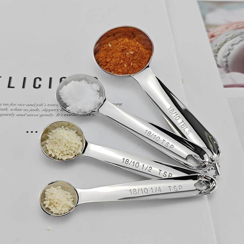出口德国18-10不锈钢量勺刻度勺克勺计量匙果粉奶粉勺4件烘培DIY
