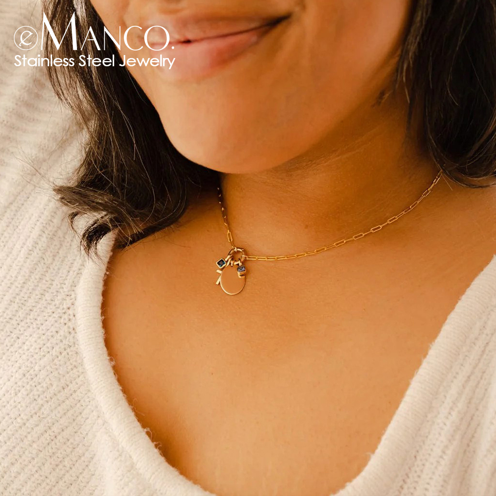 eManco钛钢不掉色DIY十字架生辰石项链自由搭吊坠高级感锁骨链女