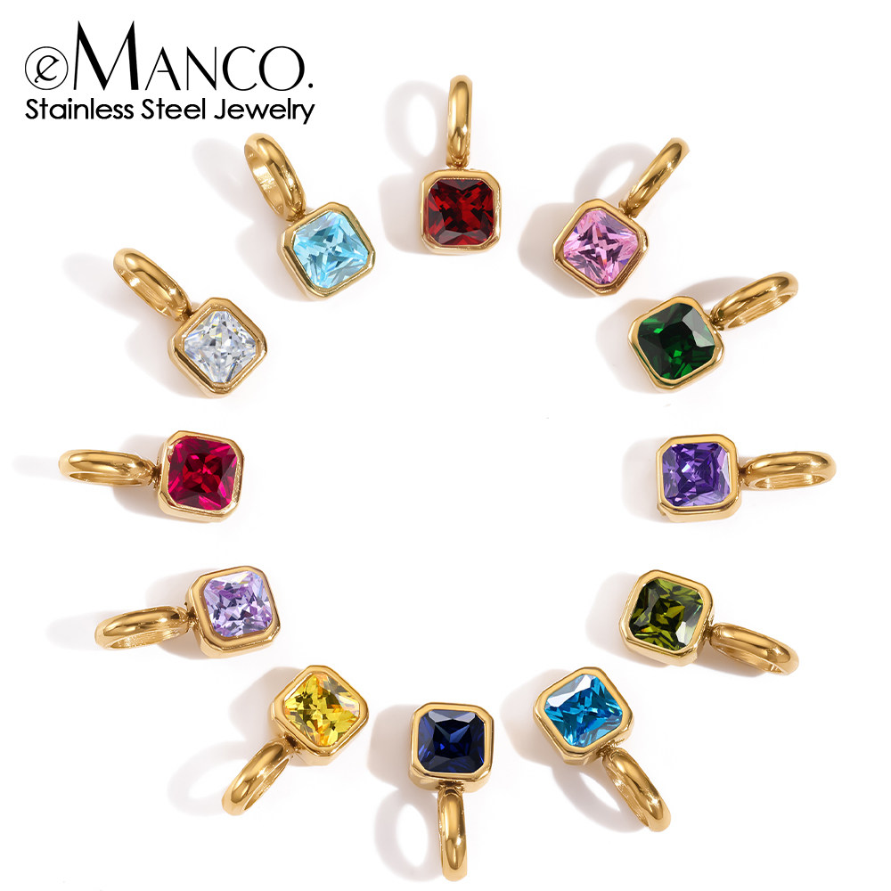 精致小号吊坠DIY饰品手工配件14k包金钛钢不掉色十二生辰石幸运石