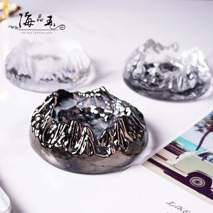 富士山玻璃烟灰缸创意潮流摆件办公室家用个性 日式 茶几烟具灭烟缸