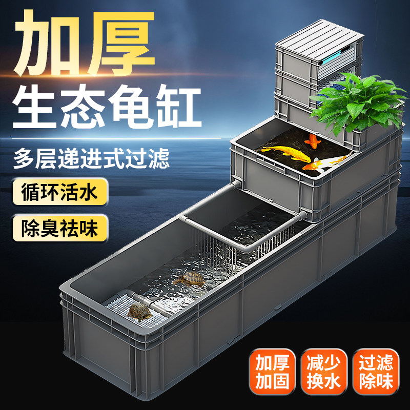 乌龟饲养缸周转箱养龟专用过滤箱生态缸加厚鱼龟养殖箱家用混养缸