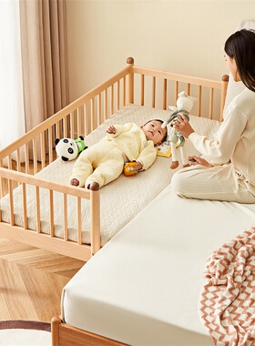 政府补贴全友家居实木儿童无缝拼接床加高护栏婴儿床DX111005 KS