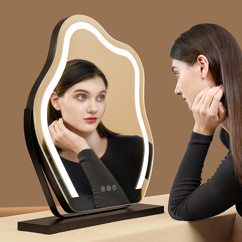 声控化妆镜带灯补光桌面台式镜子