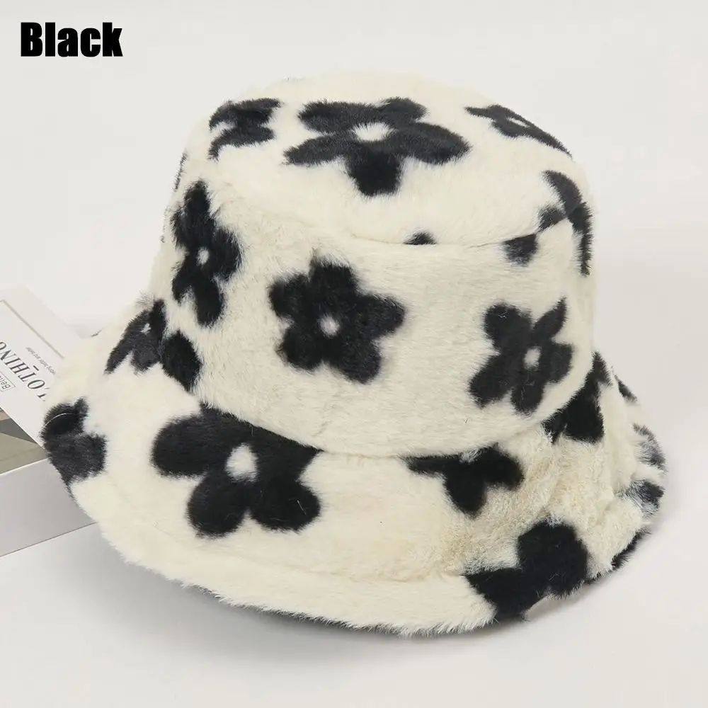 thumbnail for Warm Hat Women's Autumn Winter Cap Flower Rabbit Fur Hat Beanie