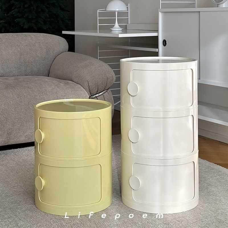 A6L中古风组合收纳床头柜彩色多巴胺奶油风带把手儿童房多层收纳