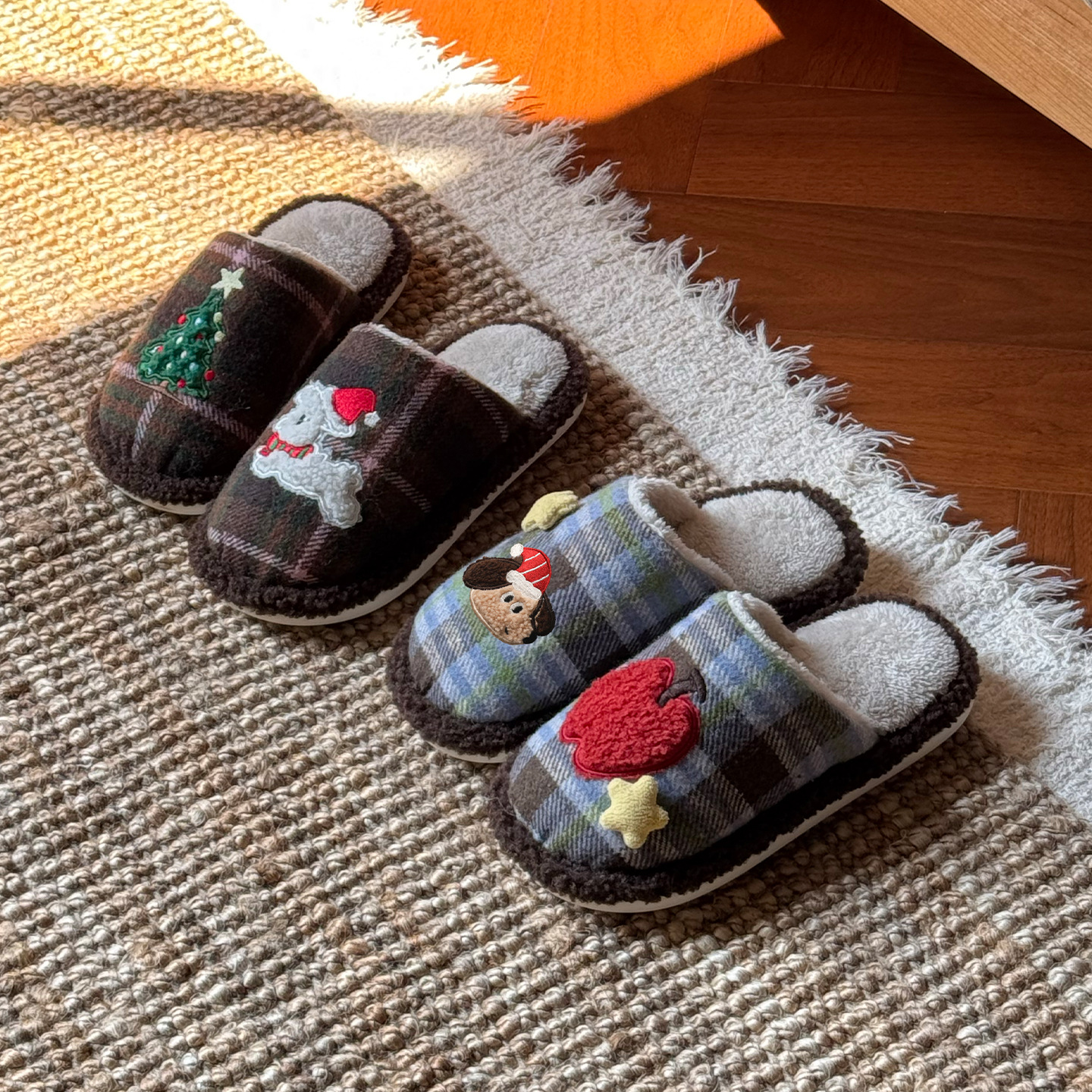 小狗卡通棉拖鞋女冬天室内保暖家居毛绒拖鞋秋冬季居家加绒毛拖鞋