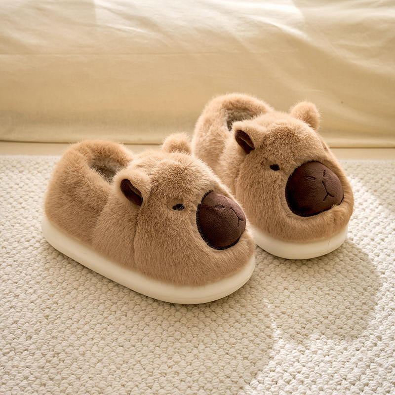 丑萌卡皮巴拉棉鞋冬天女家用家居棉拖鞋冬季居家毛拖鞋毛绒拖鞋