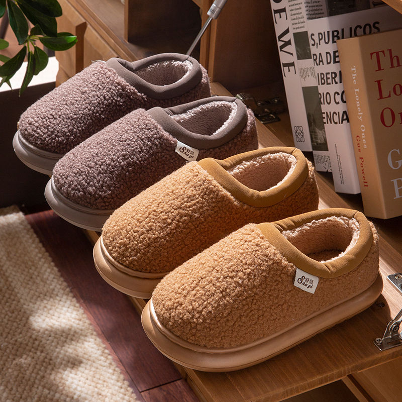秋冬季室内外居家用包跟棉拖鞋女加绒保暖可外穿加厚防滑棉鞋男士