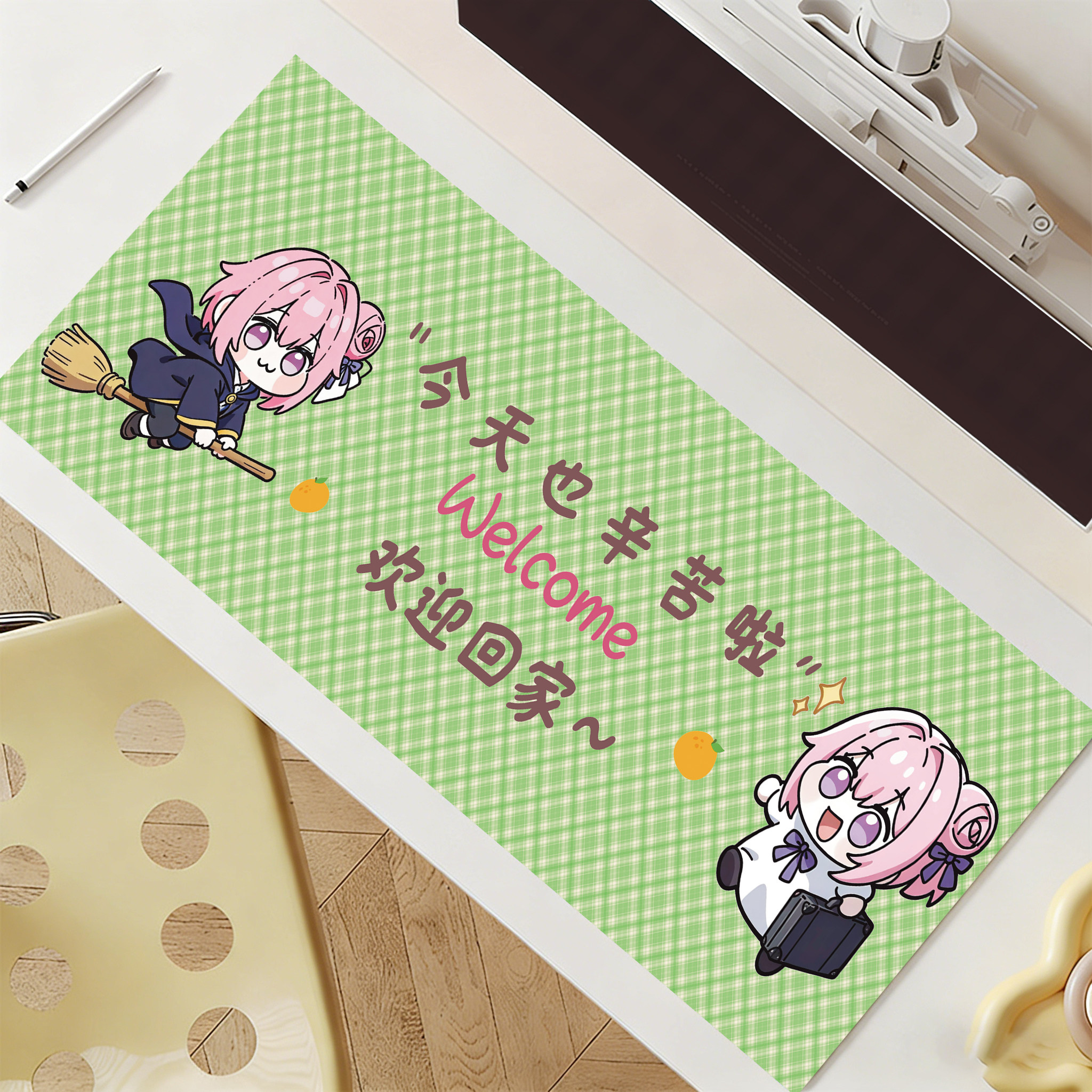 金辉寄语超大鼠标垫女生电脑工位桌垫游戏键盘垫防水防油家用桌布