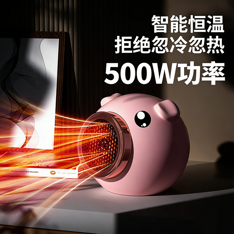 宿舍家用桌面暖风机办公室暖手暖脚取暖器创意可爱小猪速热小太阳