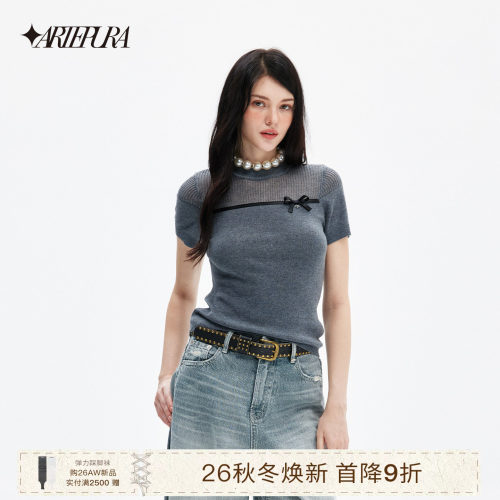 ARTEPURA羊毛撞色蝴蝶结毛衣