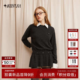 领毛衣裙女 100%绵羊毛可拆卸假两件衬衫 ARTE PURA25秋冬胶囊新款