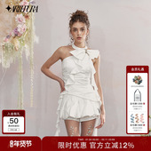 金靖同款 ARTE PURA白色蝴蝶结挂脖小上衣女修身 气质无袖 背心