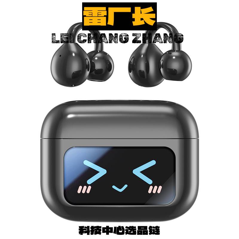 深圳瑞和科技新款蓝牙耳机无线带屏幕运动夹耳式骨传导降噪耳机长