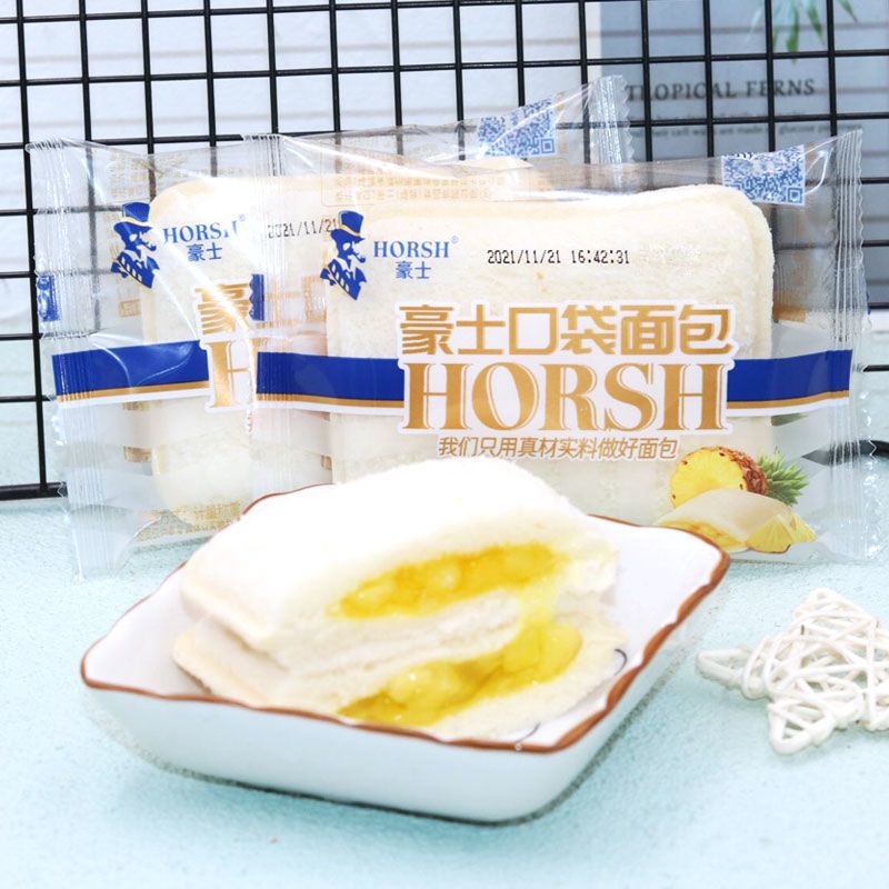 7月豪士菠萝夹心口袋果粒吐司整箱网红早餐食品蛋糕面包零食