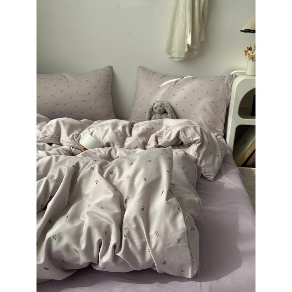 覆古的温柔和简单的少女心在弓水洗棉质四件套床单学生三件套床单