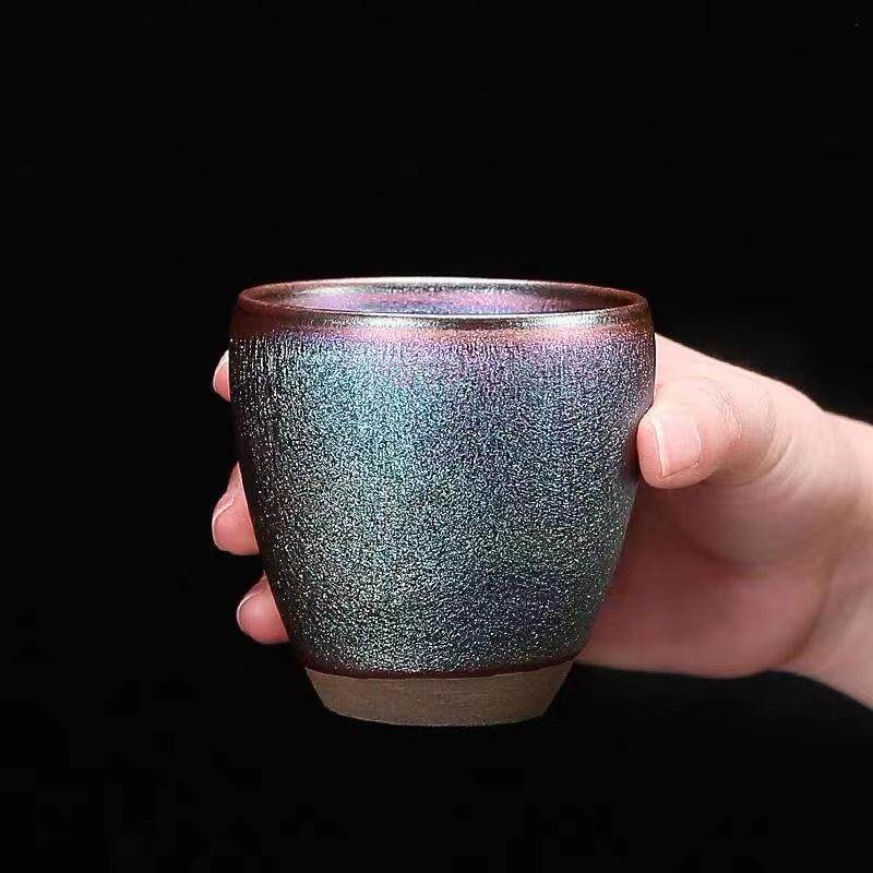 建阳彩金建盏茶杯纯手工银毫茶盏主人杯陶瓷水杯建窑窑变