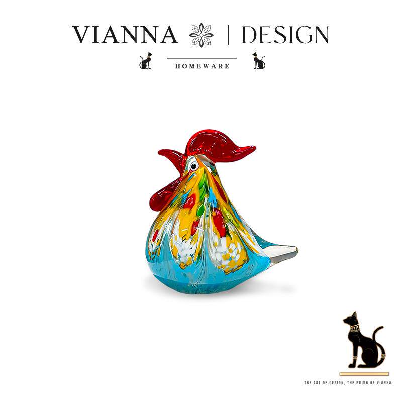 VIANNA丨咕咕鸡·HDLK创意彩色公鸡摆件寓意吉祥玻璃桌面玄关装饰