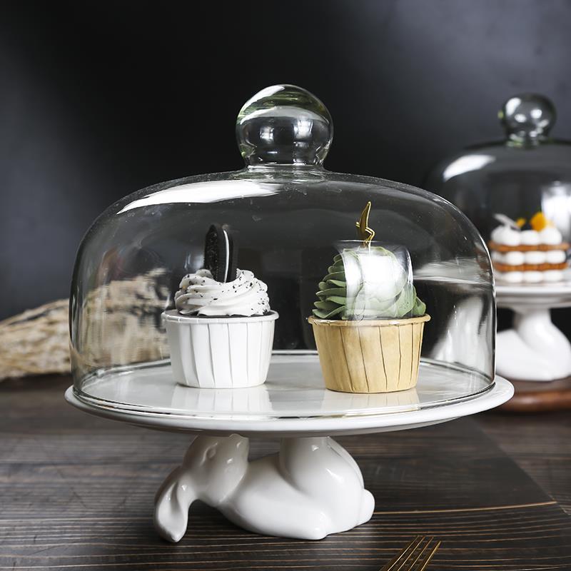 蛋糕托盘简约陶瓷盘家用水果蛋糕盘创意高脚盘子玄关收纳盘摆件