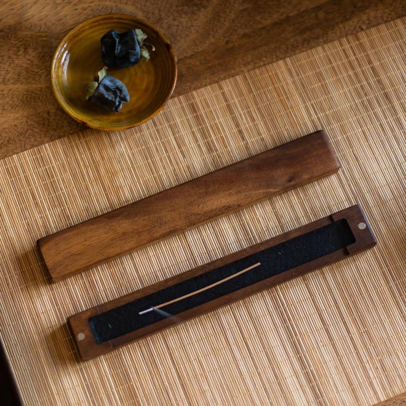 黑胡桃木线香盒创意家用室内线香炉香插实木禅意熏香盒高端焚香炉