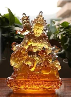 财宝天王像古法琉璃北方多闻天王佛堂家居供奉装饰桌面摆件财神爷