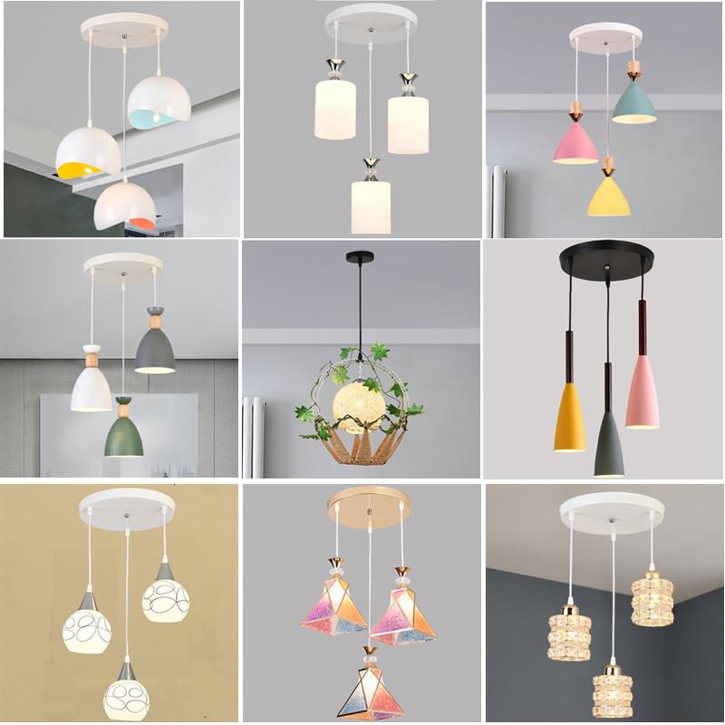 餐厅吊灯三头现代简约吧台灯创意个性轻奢饭厅水晶玻璃家用餐桌灯