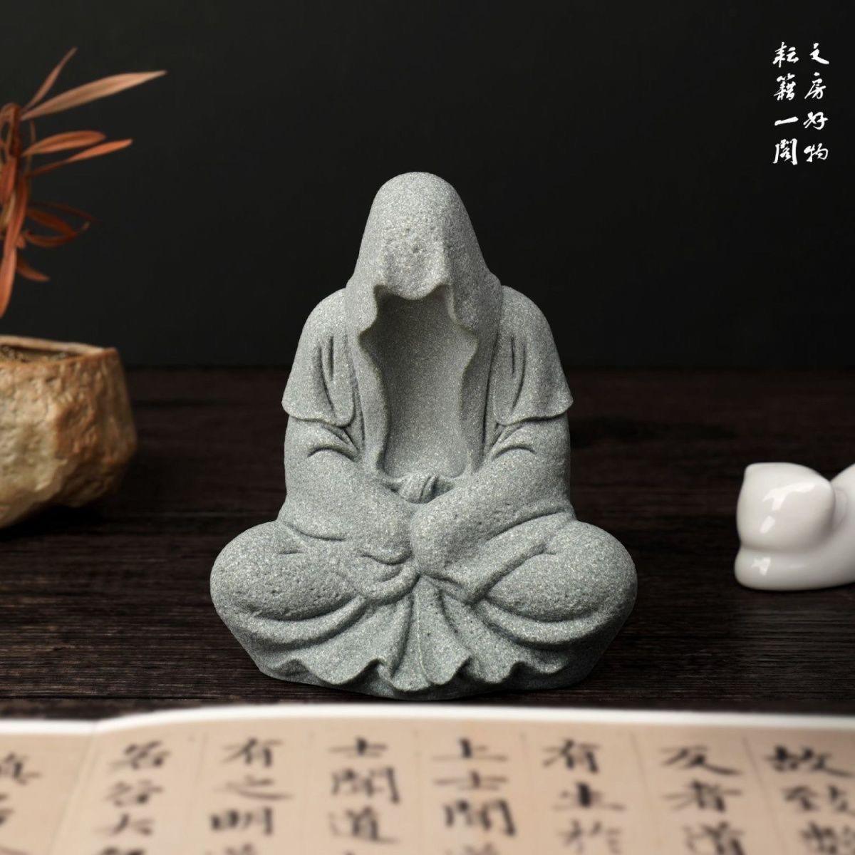 文房镇纸尺仿真石雕无相笔搁文房四宝毛笔摆件装饰书法摆件