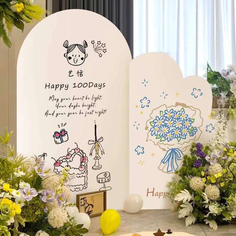 生日布置场景韩系ins风周岁装饰背景墙男女孩宝宝派对KT板氛围感