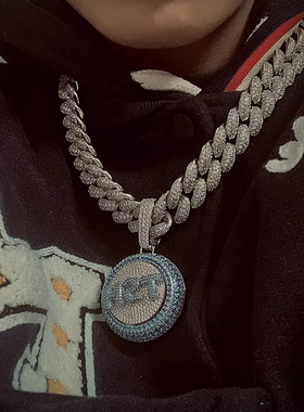 GangGang个性定制美式潮牌hiphop项链旋转字母吊坠微镶锆石男女款