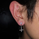 GangGang轻奢锆石倒逆十字架耳钉男女高级感S925银针个性 通勤耳饰