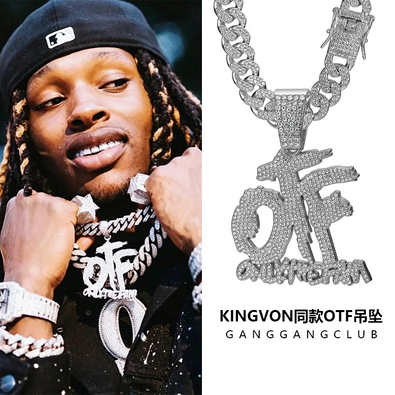 KINGVON同款OTF字母吊坠项链男个性小众嘻哈潮流街头挂件美式配饰