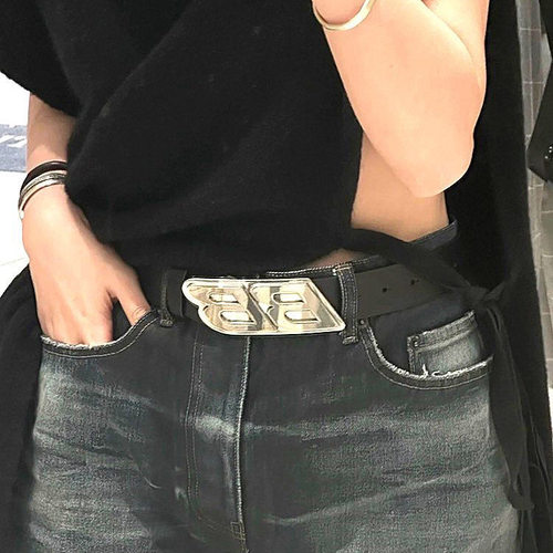 腰带网红真皮男女字母皮带bb