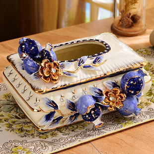 欧式 新款 纸巾盒家居装 饰客厅陶瓷抽纸盒创意餐巾盒家居装 饰品茶几