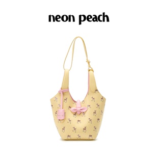 NEON PEACH霓桃原创设计波点手提斜挎包缎带系列小鹿菜篮子包