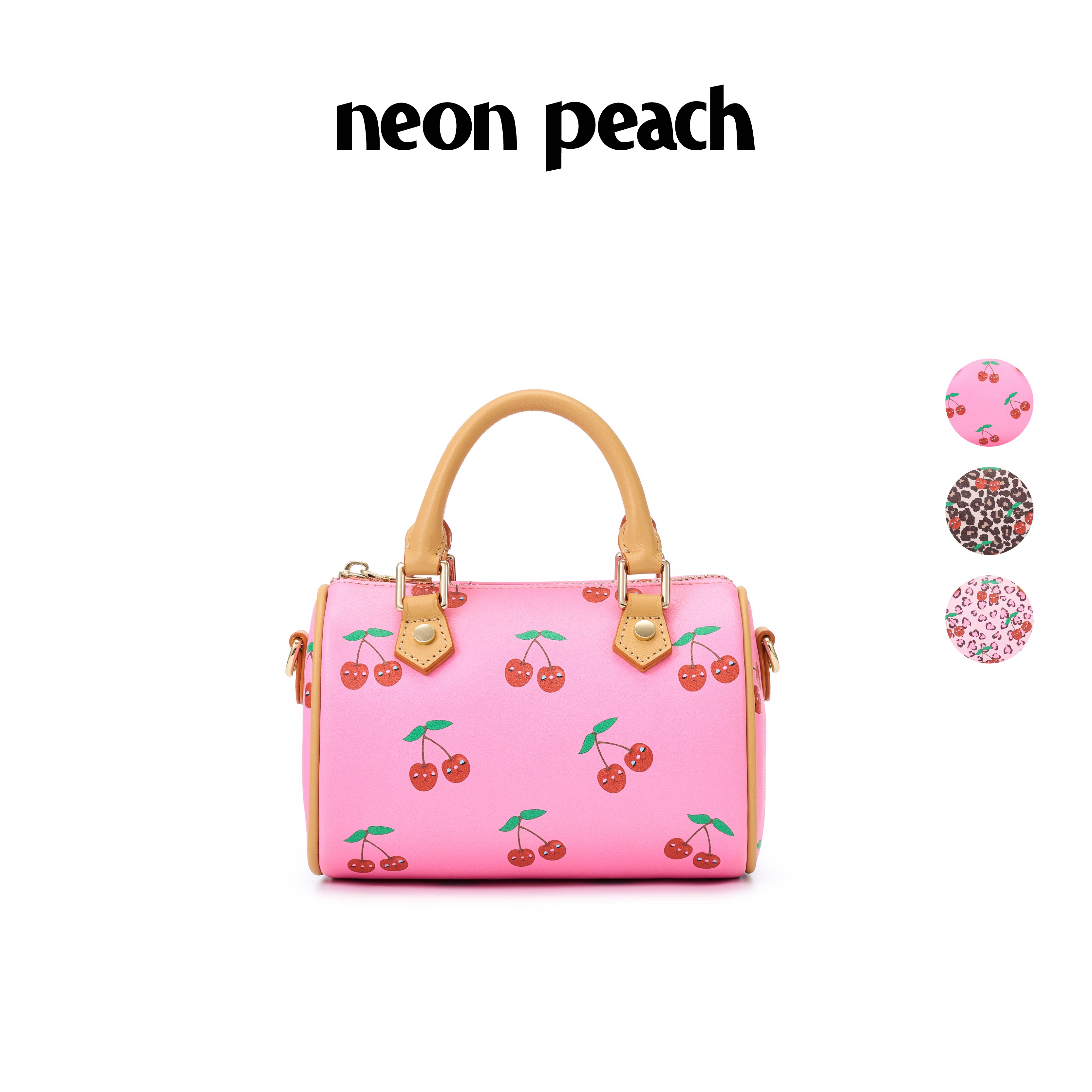 NEON PEACH霓桃原创设计千禧樱桃系列波士顿圆筒包少女y2k包包