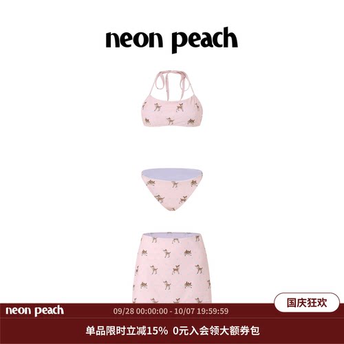 NEONPEACH霓桃波点斑比度假系列比基尼套装波点小鹿图案