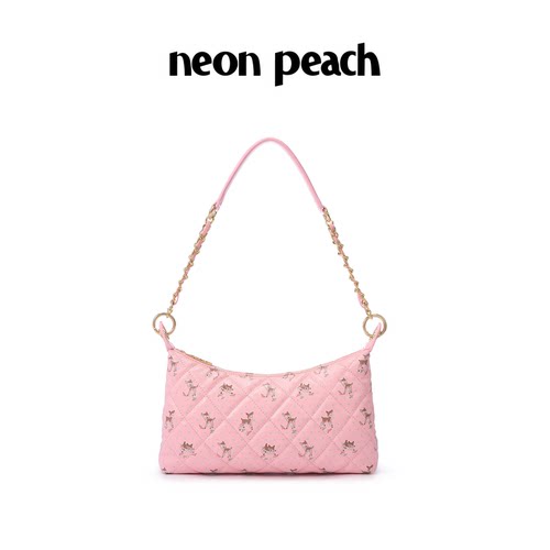 NEON PEACH霓桃原创设计樱花粉色波点斑比小鹿腋下斜挎小包夏季