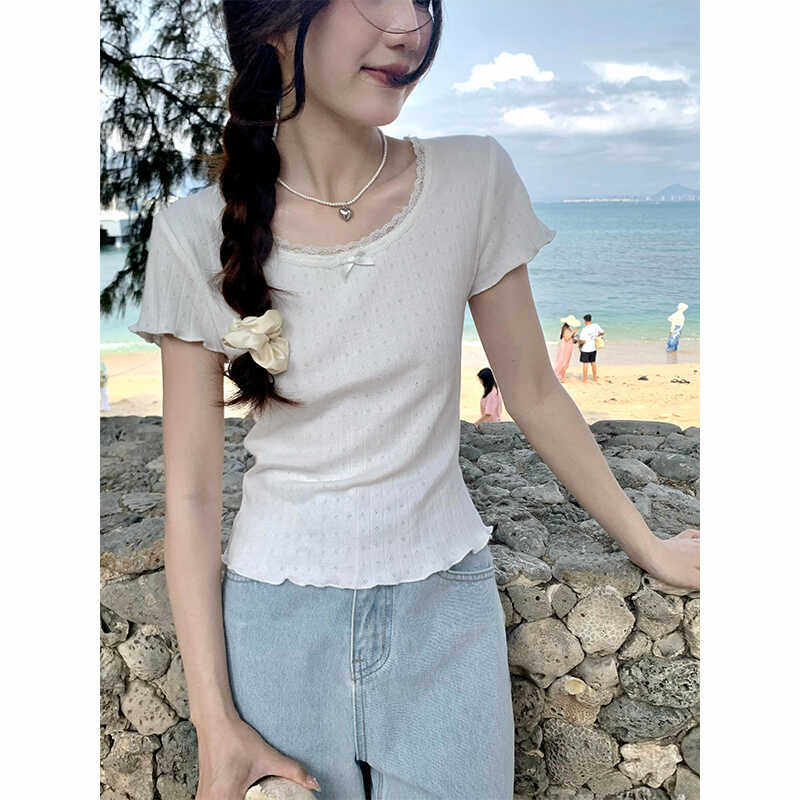 BM碎花蝴蝶结吊带女官网夏季新款性感花边修身百搭背心上衣可外穿