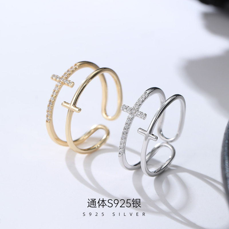 高级感S925银日韩ins双层十字架