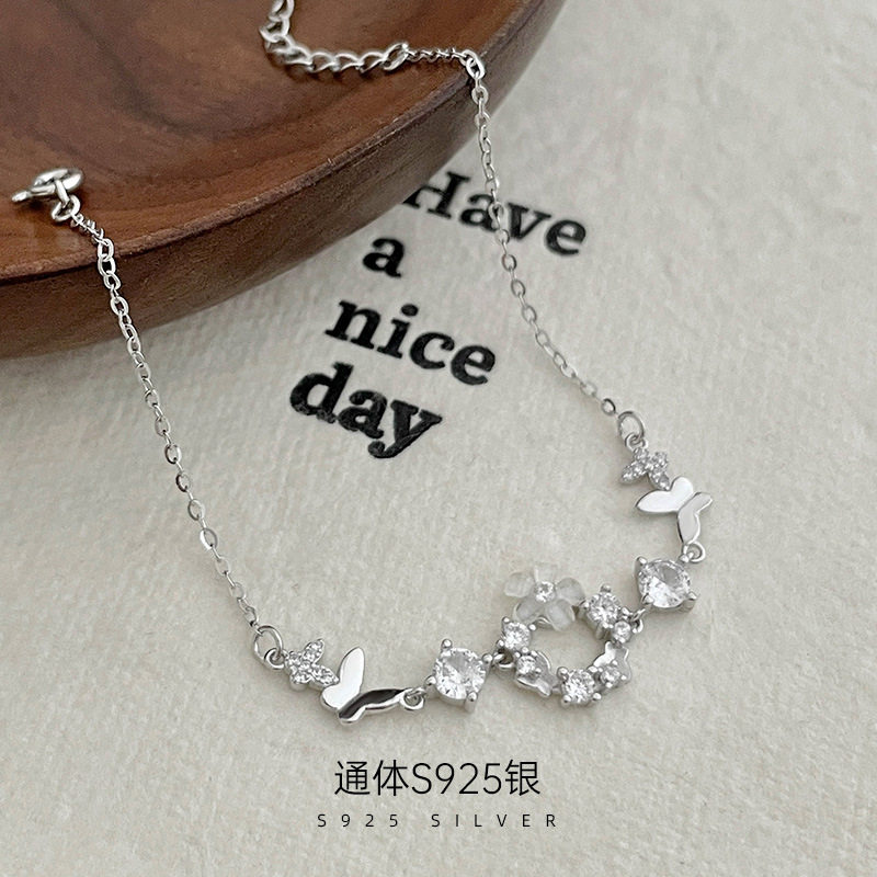 高级感S925银2025新款夏季蝴蝶花