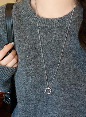 小众高级感C形马蹄骨头项链气质