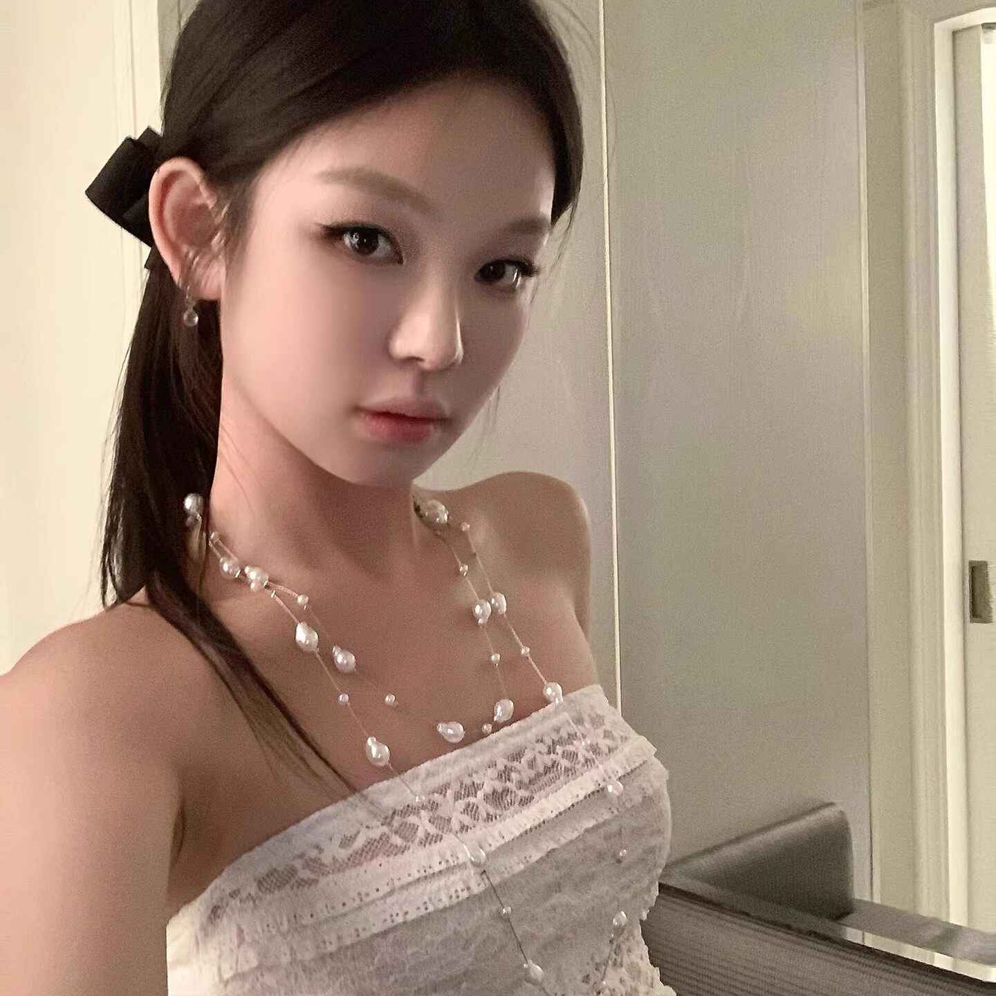 长款满天星仿珍珠项链女款高级感多种戴法锁骨链轻奢小众气质颈链
