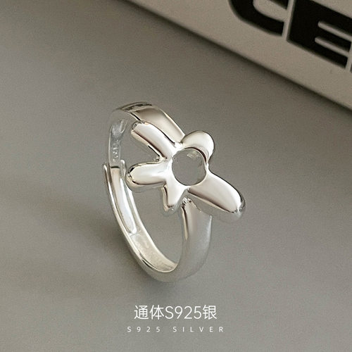 高级感S925银甜酷异形小花戒指女
