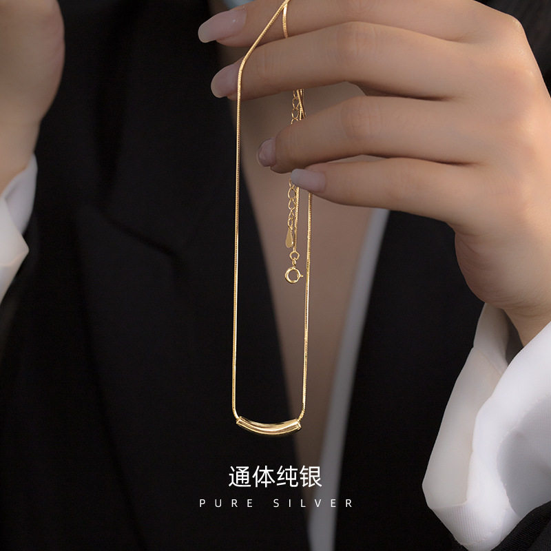 高级感S925银韩版水滴锁骨链潮时