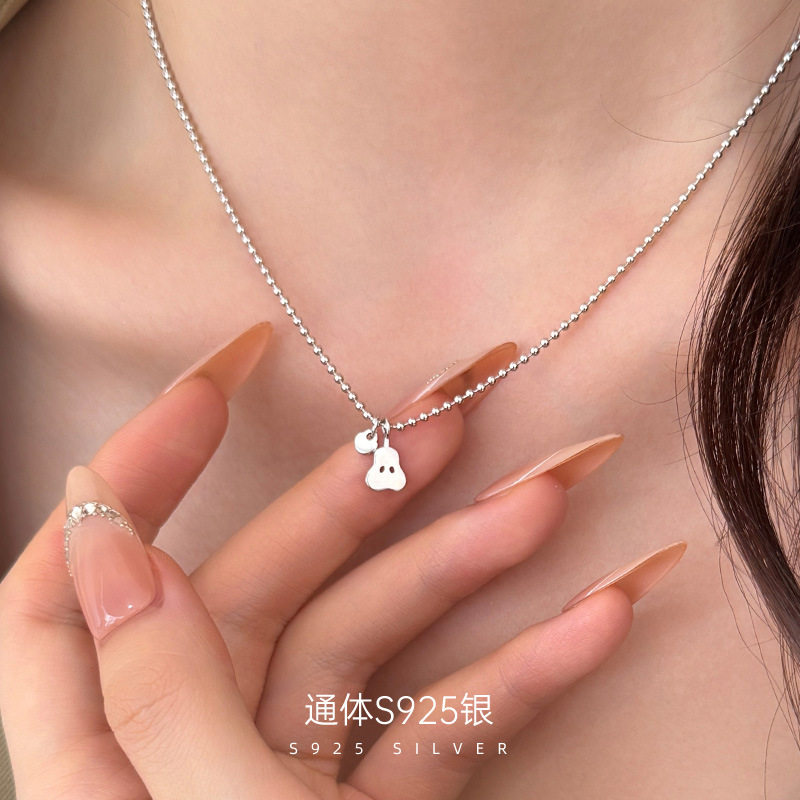 高级感S925银雪梨切片爱心项链女
